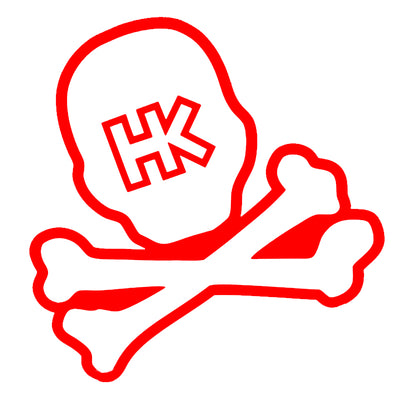 HK Army Giant Car Sticker - Skull - Red