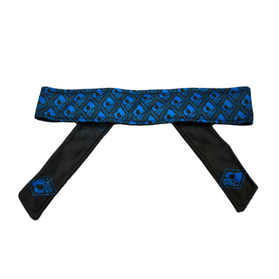 Wicked Sports Headband - Long Tie - Wicked Skulls - Blue