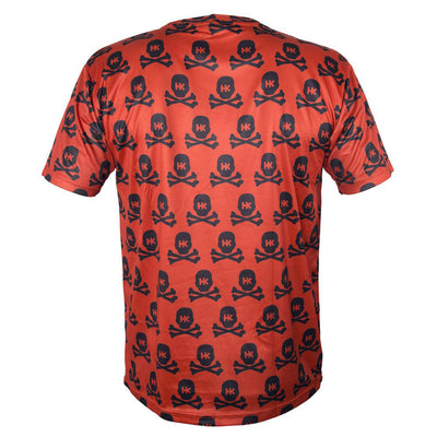 HK Army Dri Fit T-Shirt - All Over - Red w/Black Skulls