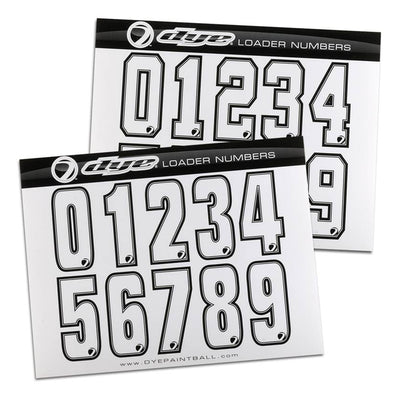 Dye Paintball Loader Number Stickers - White
