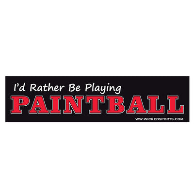 Wicked Sports Bumper Sticker - 2 Pack - I'd Rather Be Playing Paintball - Black