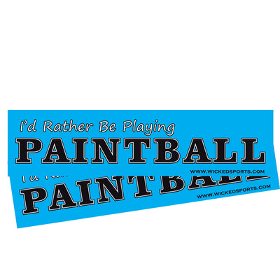 Wicked Sports Bumper Sticker - 2 Pack - I'd Rather Be Playing Paintball - Blue