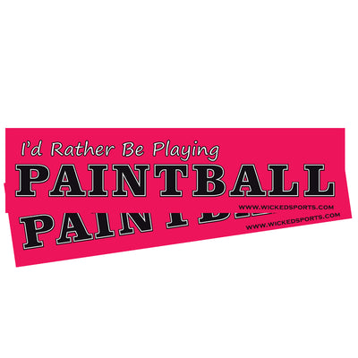 Wicked Sports Bumper Sticker - 2 Pack - I'd Rather Be Playing Paintball - Pink