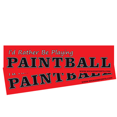 Wicked Sports Bumper Sticker - 2 Pack - I'd Rather Be Playing Paintball - Red