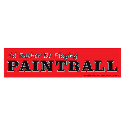 Wicked Sports Bumper Sticker - 2 Pack - I'd Rather Be Playing Paintball - Red