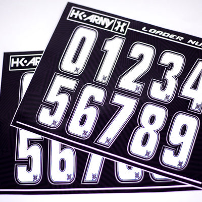 HK Army Paintball Loader Number Stickers - White