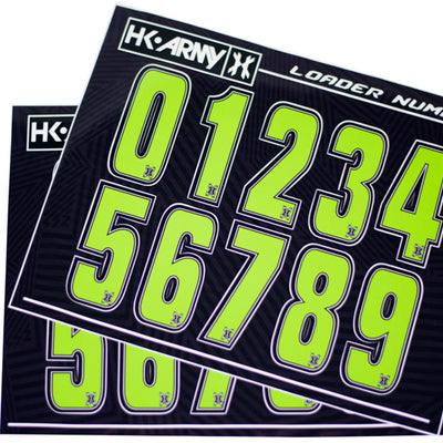 HK Army Paintball Loader Number Stickers - Green
