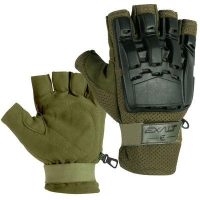 Exalt Paintball Hardshell Gloves - Hard Back Fingerless - Olive