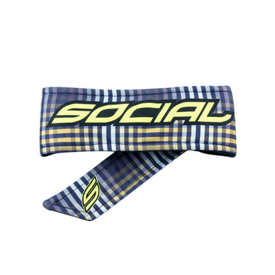 Social Paintball Long Tie Headband - Blue Plaid