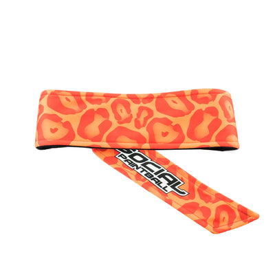 Social Paintball Long Tie Headband - Orange Leopard