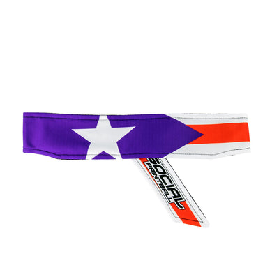 Social Paintball Long Tie Headband - Puerto Rico Flag