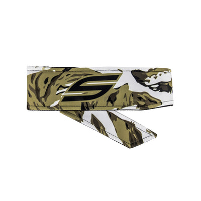 Social Paintball Long Tie Headband - White Tigerstripe