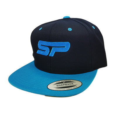 SP Paintball Snapback Hat - Shocker SP Logo - Black / Cyan