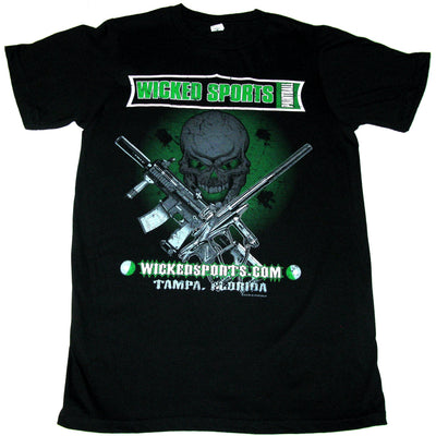Wicked Sports Paintball T-Shirt - Black / Green Skull